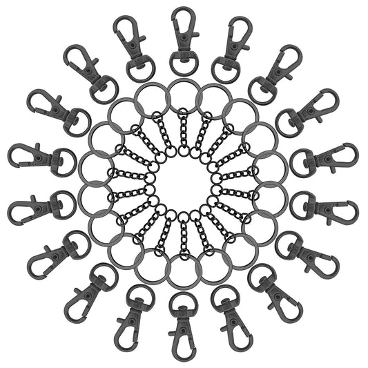 150Pcs Swivel Snap Hook Set,Gun Black Swivel Clasps Lanyard Snap Keychain Hooks Lobster Clasp Split Key Rings with Chain and Jump Rings Bulk for Keychain Lanyard,Charm,Jewelry,DIY Crafts Supplies