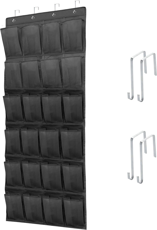 SimpleHouseware Over The Door Shoe Organizer - 24 Large Mesh Pockets for Sturdy Storage | Black