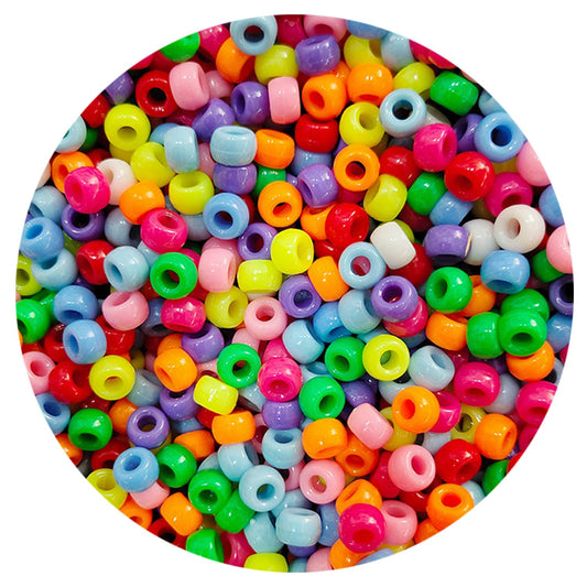 2000+ Pony Beads Bulk 6x9mm Multi-Colored Plastic Craft Beads Set, Bulk Hair Beads 10 Assorted Colors for DIY Crafting Jewelry Making Bracelets