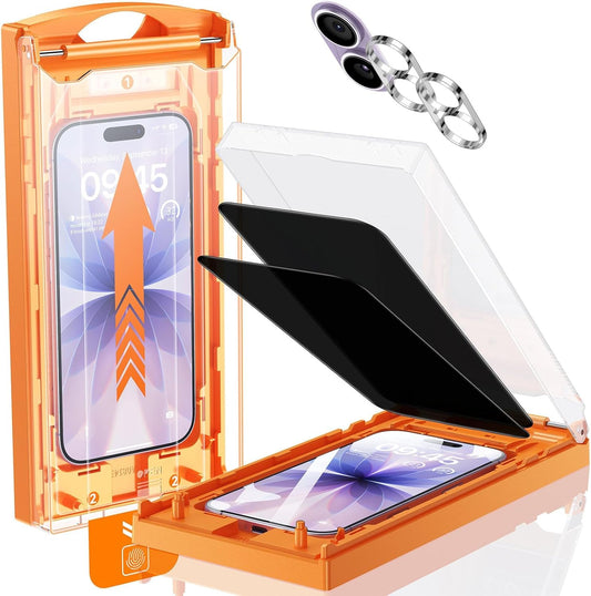 9H+ 2+2 Packs 17 Bubble][10X 17 6.3" MRGLAS TOP Glass for iPhone Privacy Screen Protector with Camera Lens Protector
