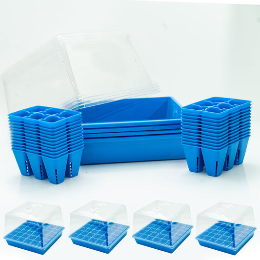 Bootstrap Farmer Countertop Seed Starter Kit in Blue, Reusable 1010 Tray Bundle with Inserts and Humidity Dome