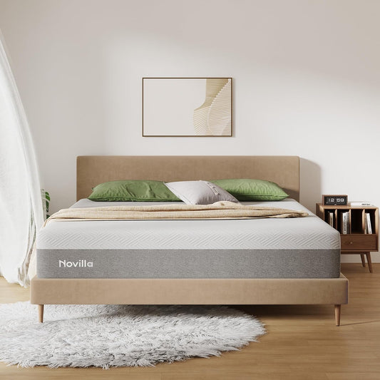 Novilla King Mattress - 10 Inch Gel Memory Foam for Cool Sleep & Pressure Relief | Medium Plush Comfort
