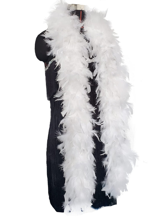 2 Yards 80g Turkey Chandelle Feather Boa for DIY Craft,Party Dancing Dress Up, Halloween Decoration-White