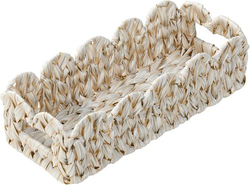 Coeusy Scalloped Toilet Paper Storage Basket - Boho Wicker Decor for Bathroom & Living Room | Stylish & Functional