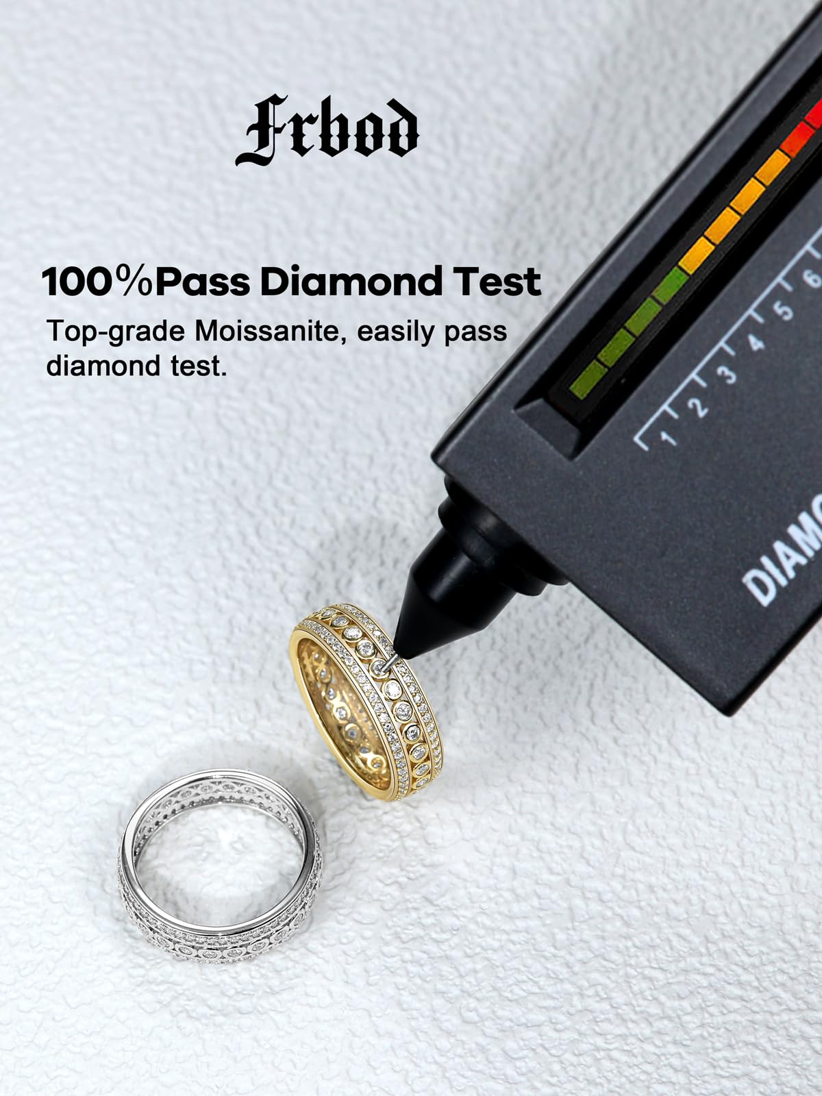 Frbod Moissanite Eternity Engagement Rings Sparkly Diamond Band 14K Gold Plated Wedding Rings for Women Men Size 6
