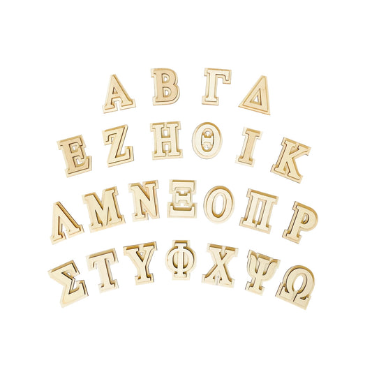 3 Inch 64 Pieces Unfinished Wooden Greek Letters Double-Layered Blank Wood Greek Alphabets for Paddles Crafts/Sorority/Fraternity/DIY Project/Learning/Wall Decor