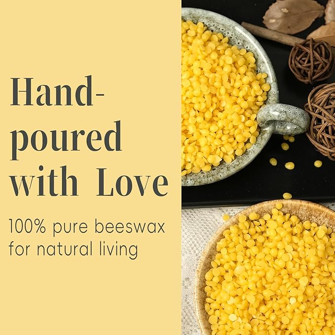 2x5 Inch Beeswax Candles, 4 Packs, 100% Natural Beeswax Pillar Candles, 52 Hours Burn Time, Pure Emergency Candle Long Burning for Home Decor, Gift Sending, Smokeless & Dripless