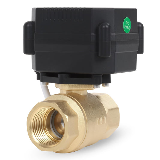 movafaFH 1" Motorized Ball Valve Brass - 2 Wire Auto Return Electric Water Valve with Full Port, 9-24V AC/DC Automatic Ball Valve