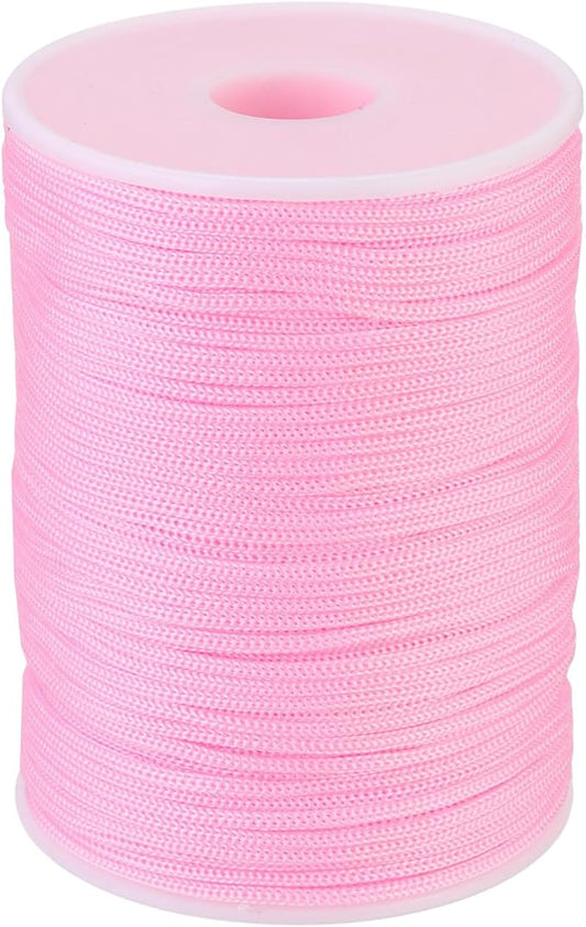MECCANIXITY 1/12 Inch Polypropylene Rope Braided Ropes, 328ft Nylon Rope Hollow Utility Cord for Clothesline, Camping, Hiking, Outdoor, Light Pink