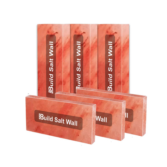 Himalayan Salt Tiles 8x4x1 Pack of 6 Himalayan Salt Bricks for Spa, Sauan, Dry Age, & Home Decor 2.6lbs Each Tile