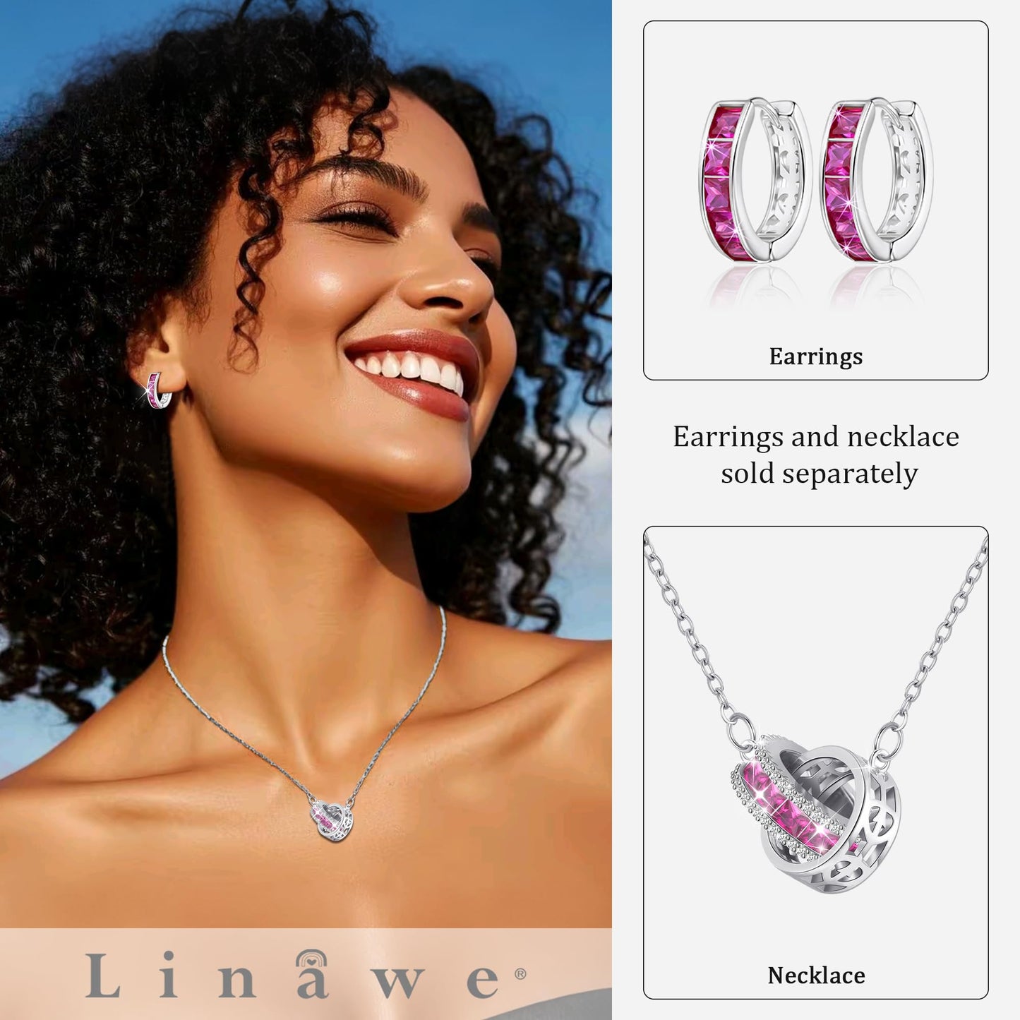 Linawe Silver Hoop Earrings for Women Trendy, Cartilage Stud Huggie Earrings, Hot Pink Cubic Zirconia Tragus Piercing Jewelry, Small Imitation Diamond Rhinestone Crystal Hoops