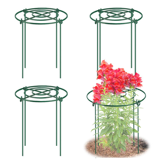 4 Pack Peony Cages and Supports, 11.5" Dx16 H Plant Supports for Outdoor Plants, Heavy Duty Metal Peony Support Cage Flower Support Rings, Plant Support Ring for Rose Tomato Hydrangea Strawberry
