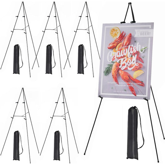 MEEDEN 6Pcs Easel Stand for Sign: 63" Art Metal Easels for Display with Bag - Portable Foldable Instant Tripod Easel Sign Stand for Wedding, Painting Canvas, Presentations, Posters