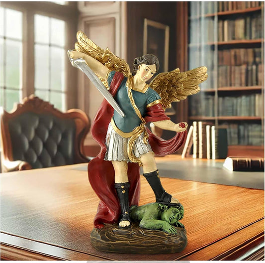 San Miguel Archangel Statue - Saint Michael Defeats Lucifer | Religious Collectible Angel Figurine, 5.31” H