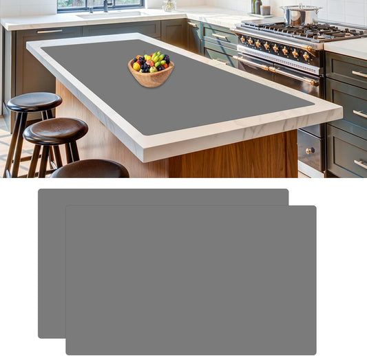 Skiennix Large Silicone Kitchen Mats - Heat Resistant & Waterproof Countertop Protectors | 36''x24'' Dark Gray (2 Pack)