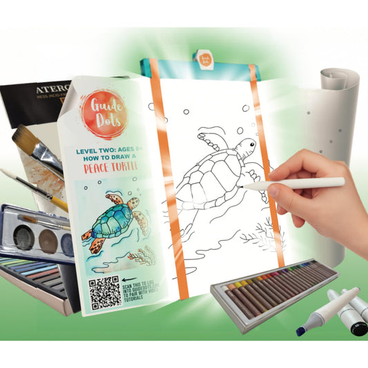 Kids Art Kit Ages 8+ – Art Class in a Box w/Light Up Bright Board, Full Art Supplies Set & 2 Hours Teacher Guided Video Art Lessons – Creative Learning Activity for Boys & Girls, Homeschool, STEM
