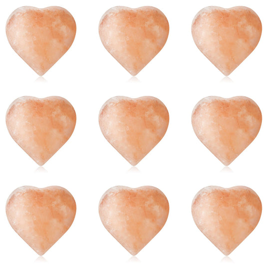 Swiffen 10 Pcs Heart Massage Stones, Pink Crystal Himalayan Salt Stones Hot Hand-Carved Rocks for Massage Therapy Home Spa Deodorant and Salt and Sugar Scrubs, 2.7 x 2.7 x 1