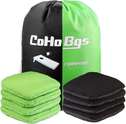 CoHoBgs Corn Hole Bags Set 8, Professional Cornhole Bags Dual-Sided Slick & Stick Resin Filled Suede and Duck Canvas Bean Bag for Cornhole Game Includes Carry Case