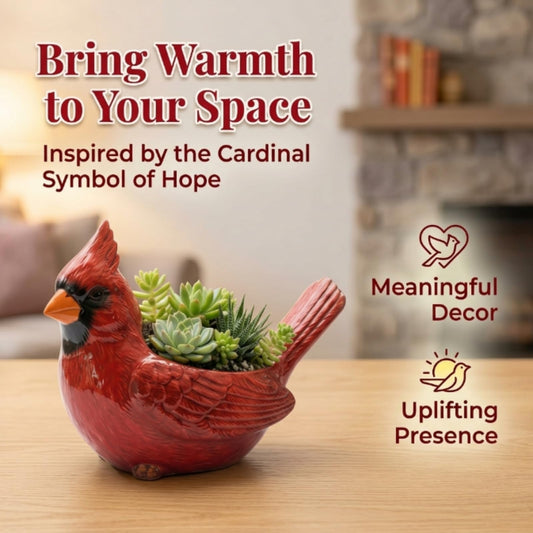 Cardinal Bird Succulent Planter, Red Resin Flower Pot with Drainage Hole, Cute Animal Decorative Plant Pot for Indoor Outdoor Succulents, Unique Gift for Bird Lovers (2Pc)