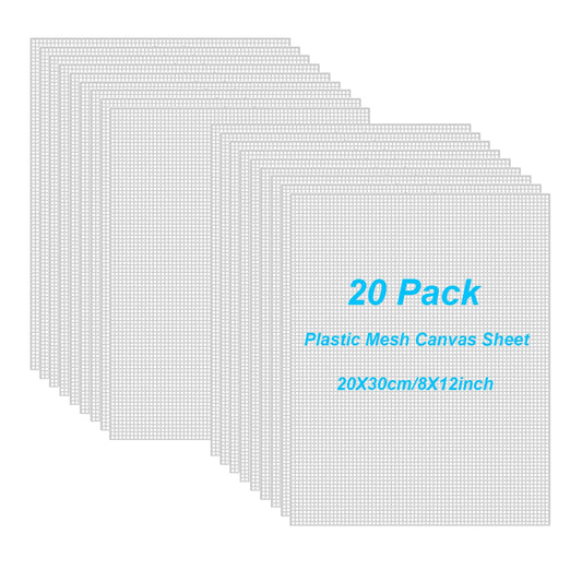 20 Pieces 7 Count Plastic Canvas Sheets, 8x12 Inch Plastic Mesh Sheet for Crafts, Eye Mesh Needlepoint Canvas 18 Mesh for Embroidery, Acrylic Yarn Crafting, Knit Crochet Projects and Make Dividers