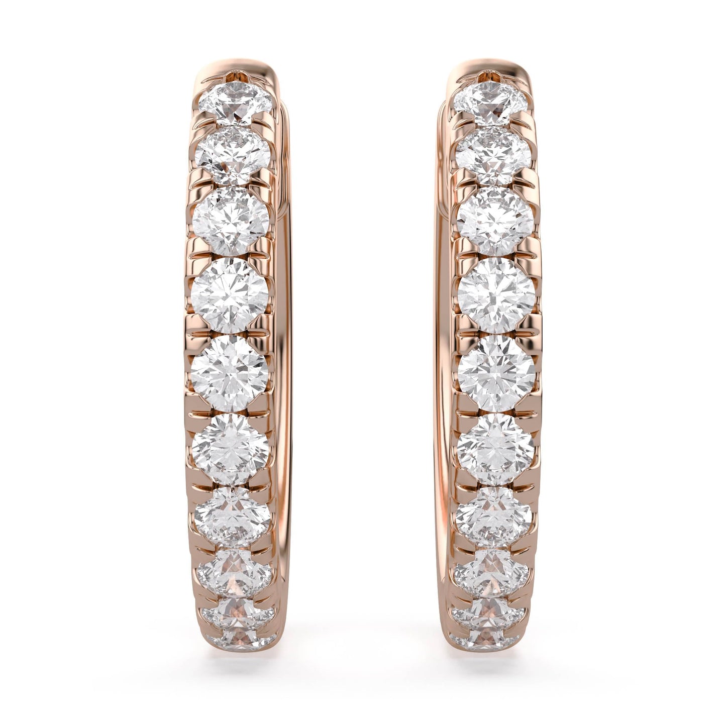 10MM Huggie Hoop Earrings for Women, 0.25 Carat (ctw) Round Natural Diamond Hoop Earrings in 14K Solid Rose Gold Jewelry for Her