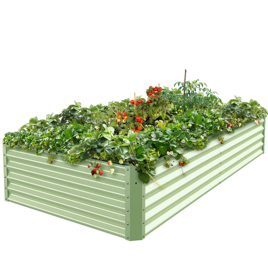 Galvanized Raised Garden Bed Box Outdoor 17" Tall Raised Garden Beds Outdoor Garden Planter Outdoor Garden Boxes Outdoor Raised Metal Raised Garden Beds for Vegetables 96"X48"X17", Mint Green