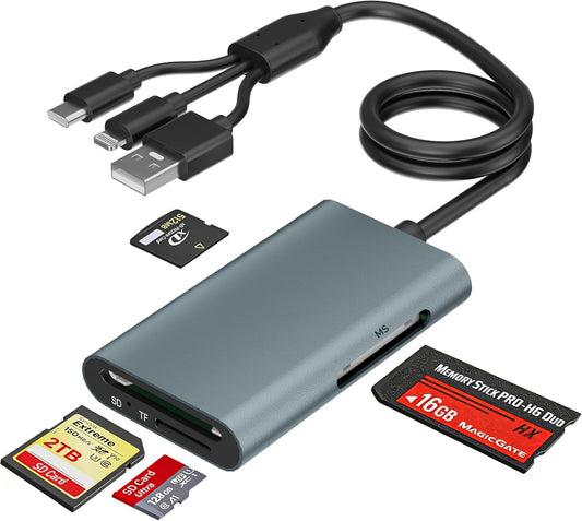 Bawanfa Plus 4-in-1 17/16/15/14/Android/PC Multi Memory Card Reader for SD/Micro SD/MS/xD-Picture-Cards, Memory Stick