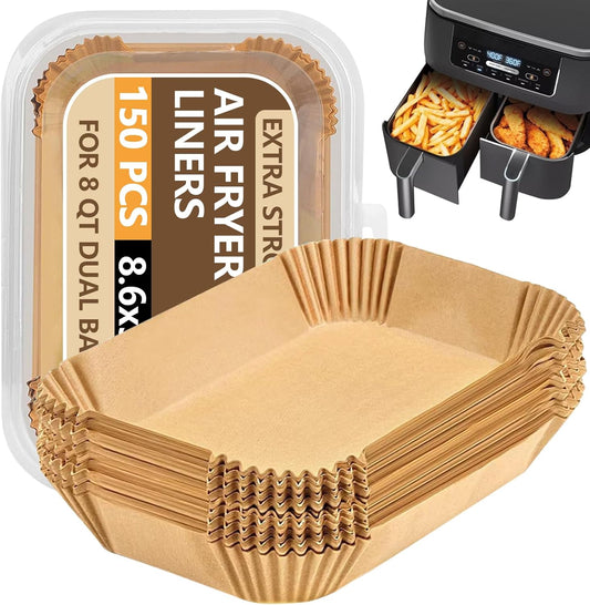 UBeesize Air Fryer Paper Liners - 150 PCS Non-Stick Parchment for Ninja DZ201/DZ401 | Oil & Water Proof (8.5" x 5.5")