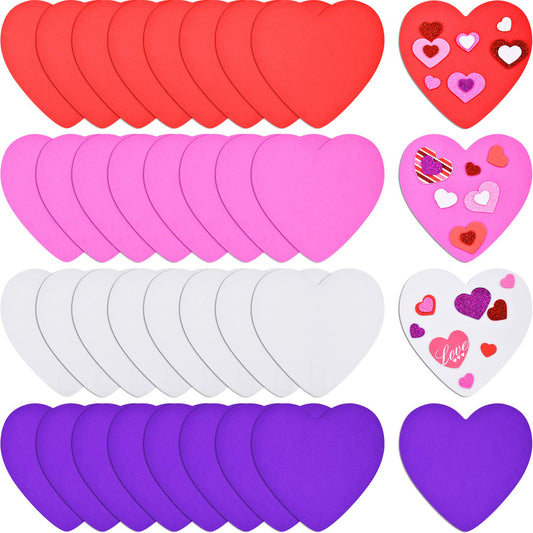 Boao 32 Pieces Valentines Day Foam Hearts Valentine Craft Foam Hearts Shape for Valentines Day DIY Craft Party Decorations, 4 Colors