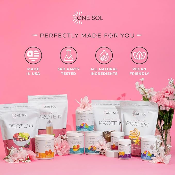 One Sol Lean Plant-Based Protein Powder, Pea & Brown Rice Protein, Low Carb, Vegan Friendly - Gluten, Lactose, & Soy Free - No Added Sugar, Non-GMO, Clean Nutrition, No Bloating (Acai Berry Blast)