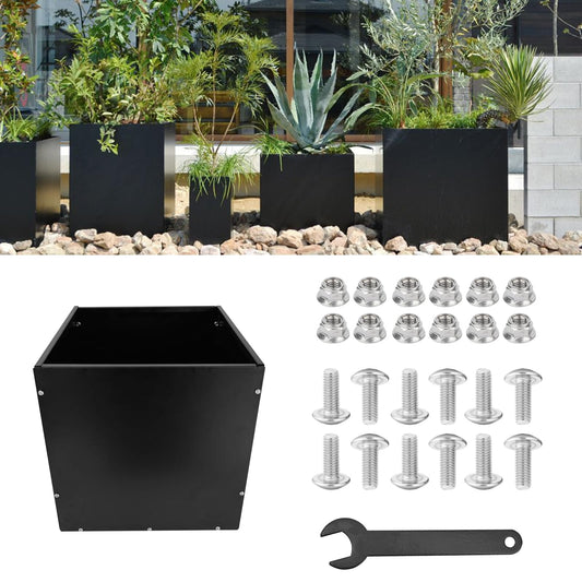 VEVIVOOVY Heavy Duty Steel Planter Box (26"x26"x26"),Square Tall Planter Modern Detached for Indoor & Outdoor Planters Cube,Black Flower Plant Pot for Commercial Residential for Patio Deck & Backyard