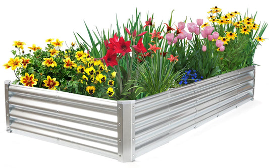 JERIA 6×3×1ft Raised Garden Bed with Support Rods,Galvanized Raised Garden Bed Kit Outdoor Metal Gardening Planter Box for Vegetable, Fruits, Flower