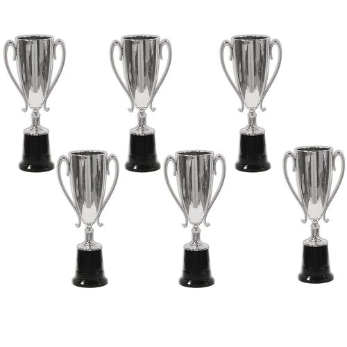Beistle Trophy Cup Awards – 6 Pack, Silver Metallic Trophy Cups on Black Base, Classic Recognition Display for Sports Events & Team Recognition, Celebrations & Award Ceremonies, 8½"