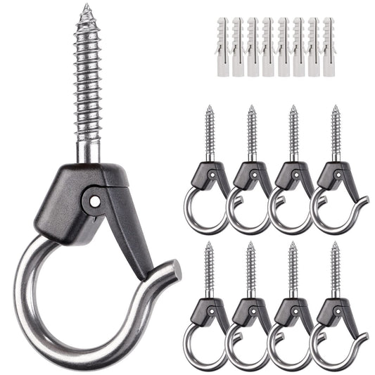 BeneLabel Wall Mount Ceiling Hooks with Safety Buckle - Plant Hanger Hooks - Outdoor Hanging Brackets for Hanging Plants, Lights, Wind Chimes & More - Rust Proof and Wind Proof