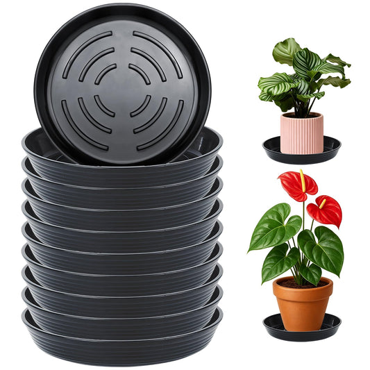 AKODENORA 10 Pack Plant Drip Trays, 10inch Heavy Duty Plastic Plant Saucer, Plant Pot Saucers Bulk, 1.5'' Deeper Plant Plates to Catch Water Durable Flower Pot Plant Saucer for Indoors Outdoor Use