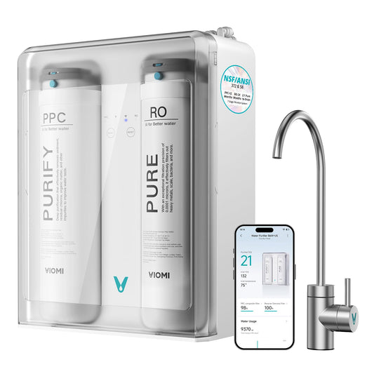 VIOMI Pure B6W 600 GPD Reverse Osmosis System, TDS Reduction, 7-Stage Tankless RO System, Under Sink Water Filter with Faucet, NSF/ANSI 42, 53, 58, and 372 Certified, 2:1 Pure-to-Drain, APP Control