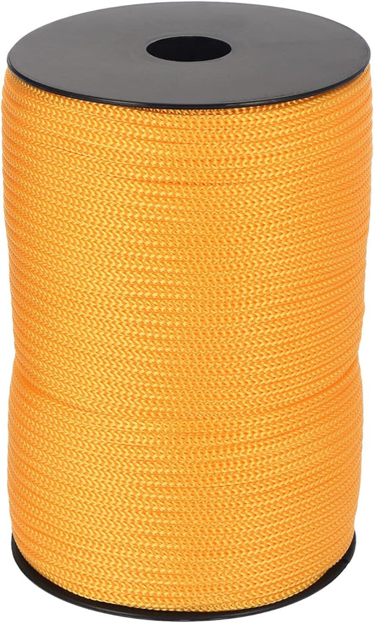 MECCANIXITY 5/32 Inch Polypropylene Rope Braided Ropes, 328ft Camping Rope Hollow Utility Cord for Clothesline, Hiking, Outdoor, Light Yellow