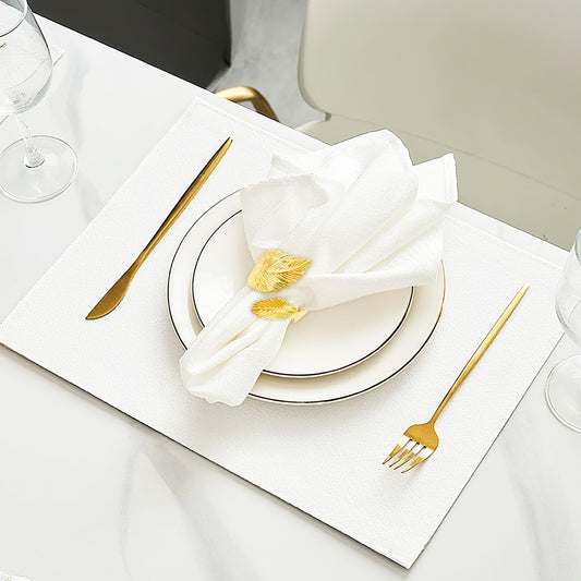 12-Pack Elegant Napkin Rings, Premium Metal Napkin Holders for Wedding, Daily Dining & Holiday Decor, Polished Gold & Silver Napkin Rings Set for Table Setting (Leaf Shaped-Gold)