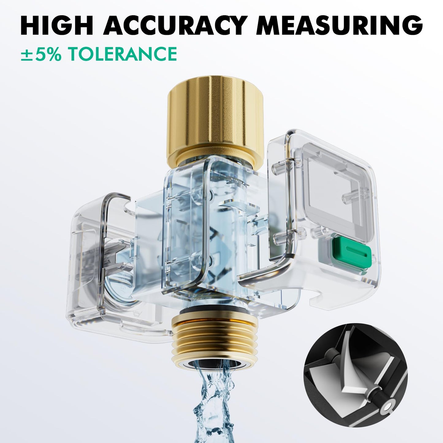 RESTMO Water Flow Meter with Brass Inlet & Outlet, Measure Gallon/Liter Consumption and Flow Rate for Outdoor Garden Hose Watering, RV Water Tank Filling, Lawn Sprinkler and Nozzle Sprayer