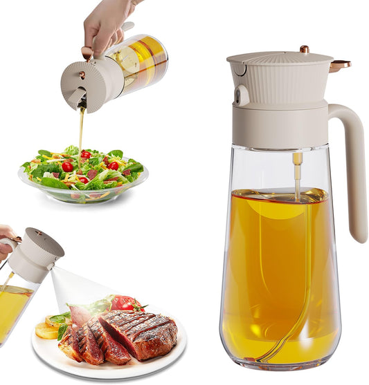 Skiennix Olive Oil Sprayer - 2-in-1 Leak-Proof Glass Dispenser with Mist & Precision Pour | 19.6oz/580ml