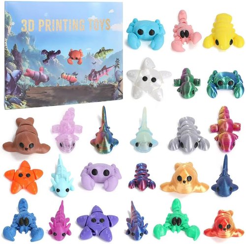 2025 Mini 3D Printed Animals Advent Calendar - 24 Articulated Figurines | Perfect Birthday & Party Gifts