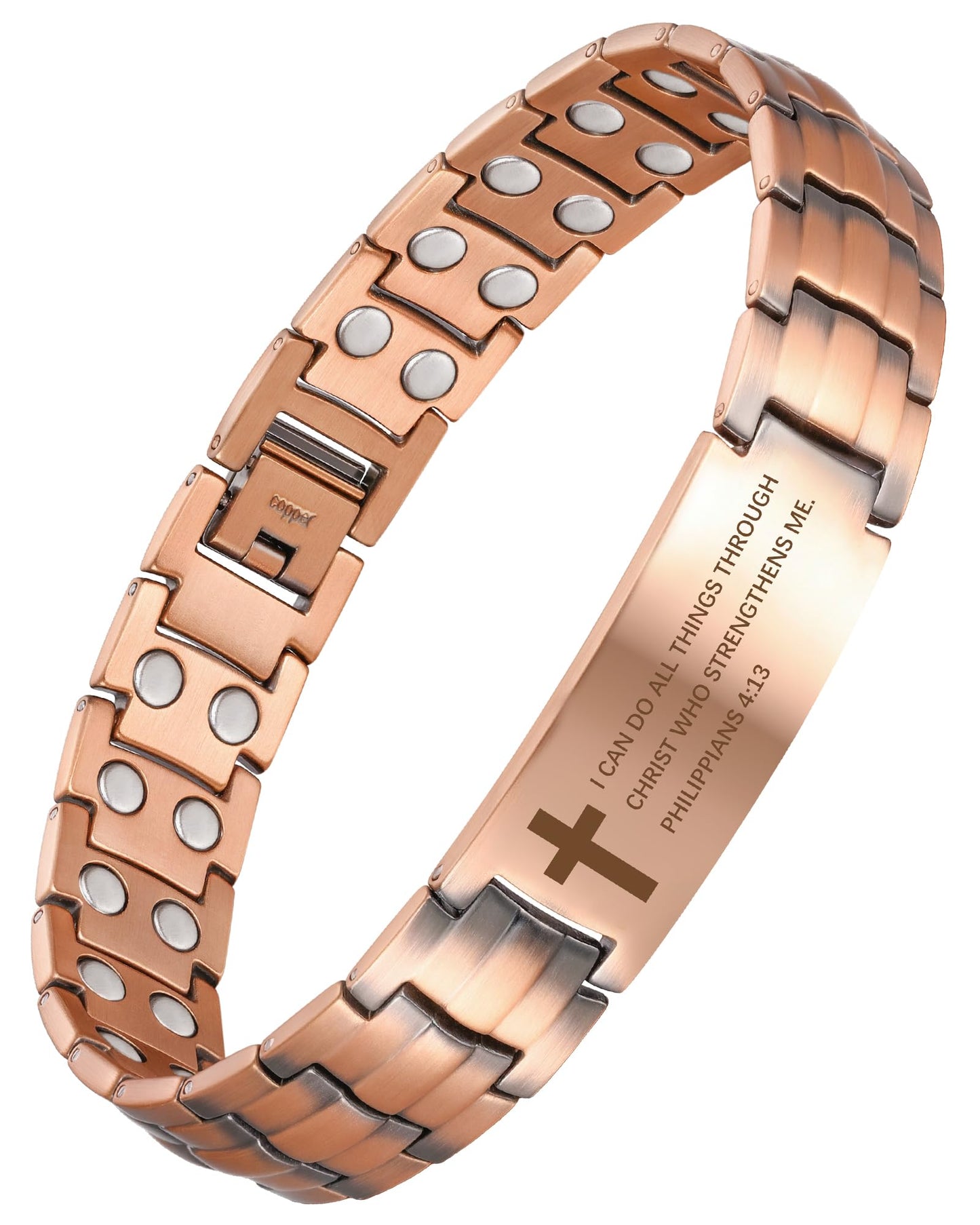 Feraco Copper Magnetic Therapy Bracelets for Men, Copper Cross Bracelets with 3800 Gauss Neodymium Magnets