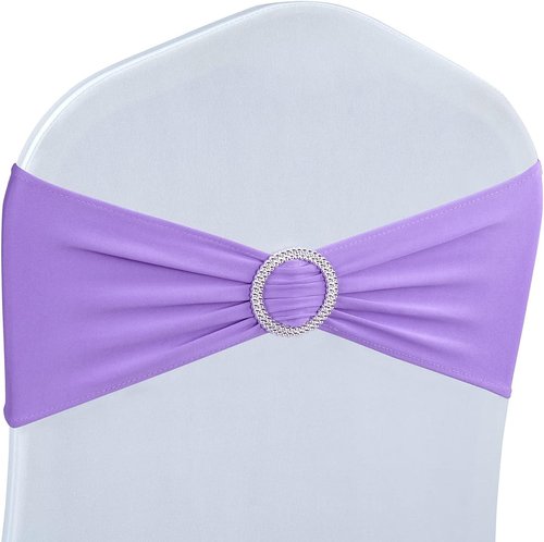 Babenest Spandex Chair Sashes - 50PCS Premium Stretch Covers with Buckle Slider for Weddings & Events | Purple