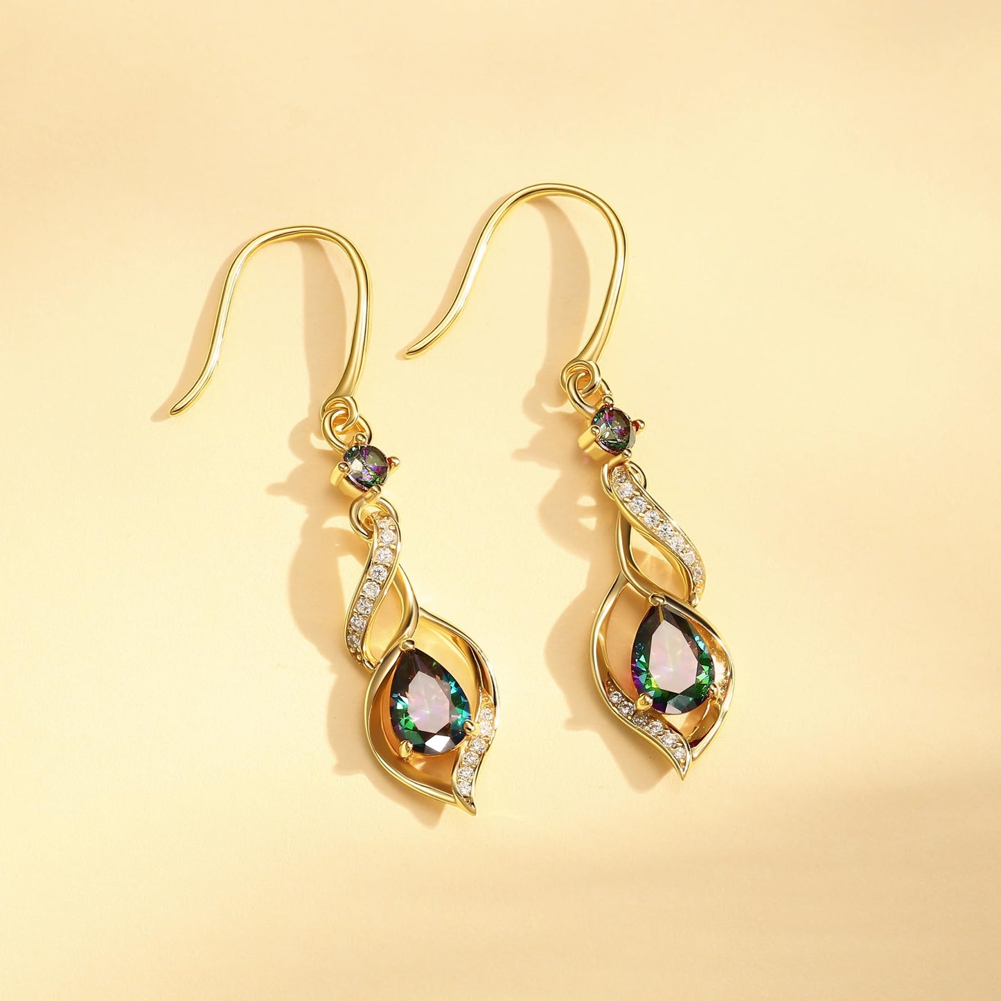 FANCIME 14K Gold Plated June Birthstone Dangle Earrings for Women Teardrop Alexandrite Earrings S925 Sterling Silver infinity Love Birthday Gifts for Mom Women