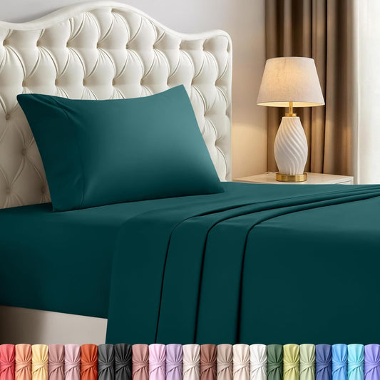 Utopia Bedding Twin Sheet Set - Soft & Breathable 3-Piece Microfiber Bed Sheets | Oeko-Tex Certified (Teal Green)