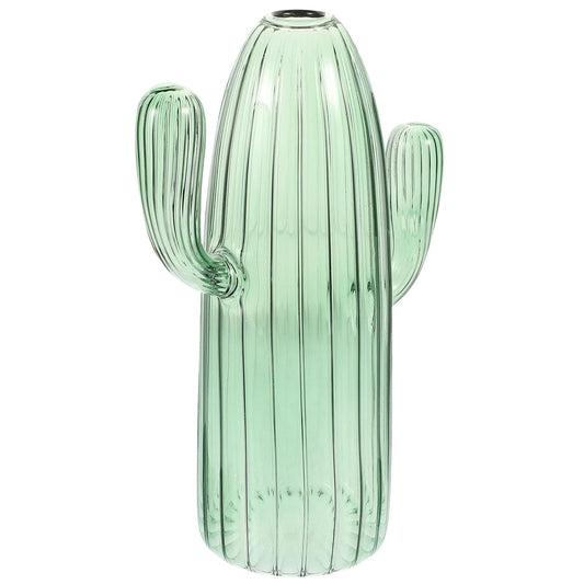 Beavorty Cactus Shaped Glass Hydroponic Plant Vase Green Decorative Terrarium Jar for Home Office Table Centerpiece