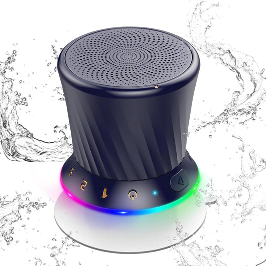 ZYHKON IPX5 5.3 8H Rotary Bluetooth Shower Speaker with RGB Lights, Waterproof Portable Speaker with Suction Cup, Deep