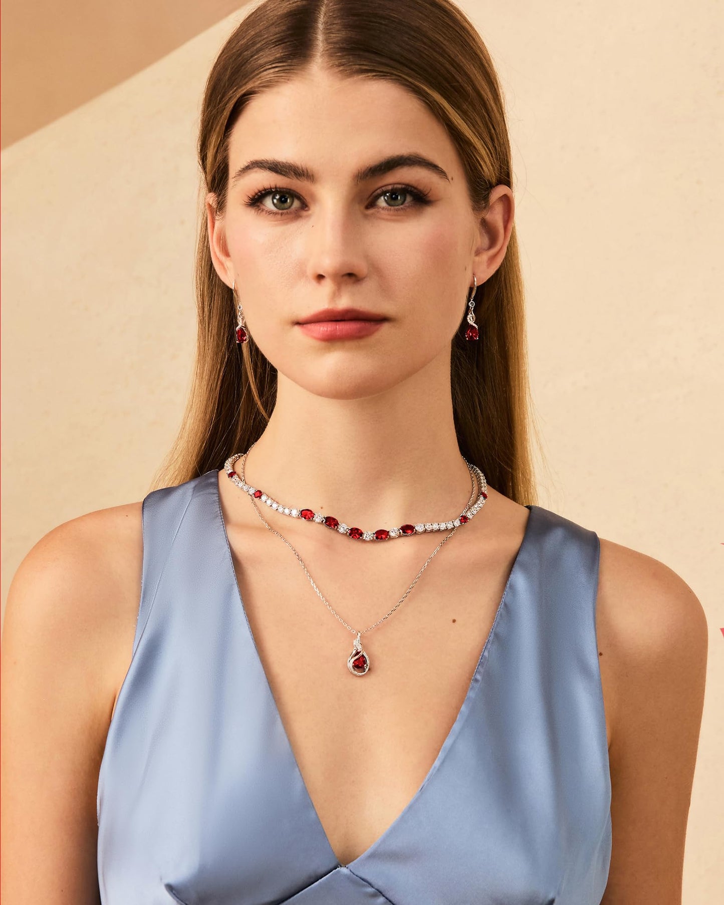 FANCIME Garnet Necklace January Birthstone Sterling Silver Infinity Knot Pendant Necklace Red Gemstone Fine Jewelry Birthday Mothers Day Gifts for Women Mom