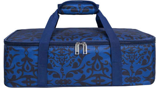 Skiennix Insulated Casserole Carrier Bag - Portable Tote for Hot/Cold Food | Fits 9x13" Dish - Blue/Black