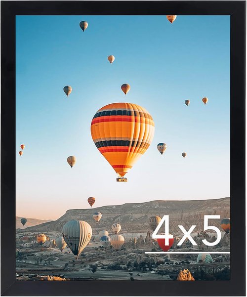 JCJMY 4x5 Black Picture Frame - Versatile Wall or Tabletop Display with Shatter-Resistant Plexiglass